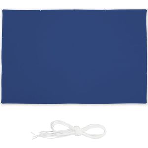 Relaxdays Schaduwdoek rechthoek - zonweringdoek - scheurvast - met ogen - spanzeil - blauw - 4 x 6 m
