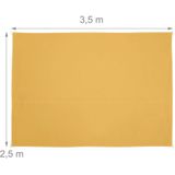 Sonnensegel, 2,5 x 3,5 m, wasserabweisend, UV-beständig, inkl. Spannseile, Terrasse, Balkon, rechteckig, gelb - Relaxdays