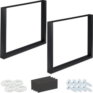 Tischkufen 2er Set, BxH: 90x72 cm, Metall Tischbeine Schreibtisch, Esstisch, Couchtisch, Industrial, schwarz - Relaxdays