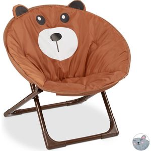 Relaxdays kinderstoel moon chair, inklapbare maanstoel binnen & buiten, monster, HBD 48.5x51x48 cm relaxstoel, geel