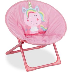 Relaxdays kinderstoel moon chair - relaxstoel voor kinderen - campingstoel - inklapbaar - Unicorn
