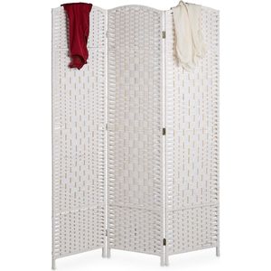 Relaxdays kamerscherm 3 panelen - scheidingswand - roomdivider - kamerverdeler - klapbaar - wit