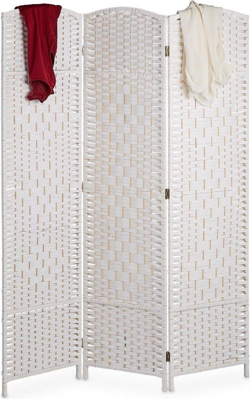 Relaxdays kamerscherm 3 panelen - scheidingswand - roomdivider - kamerverdeler - klapbaar - wit