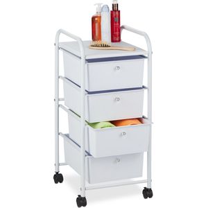 Badkamer - Trolley - Opbergtrolley - Wit - 4 Lades - Op Wieltjes