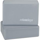 Relaxdays yoga blok - set van 2 - hardschuim - verschillende kleuren - grijs