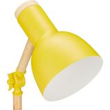 Bureaulamp - Retro - Geel - Verstelbaar - Hout en Metaal - E14 Fitting - 45,5 x 14,5 cm