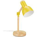 Bureaulamp - Retro - Geel - Verstelbaar - Hout en Metaal - E14 Fitting - 45,5 x 14,5 cm