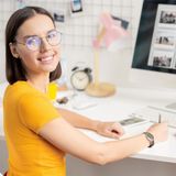 Bureaulamp - Retro - Geel - Verstelbaar - Hout en Metaal - E14 Fitting - 45,5 x 14,5 cm