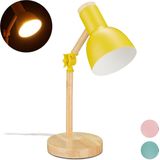 Bureaulamp - Retro - Geel - Verstelbaar - Hout en Metaal - E14 Fitting - 45,5 x 14,5 cm