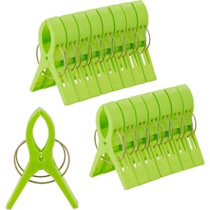 Relaxdays badhanddoek knijpers - set van 16 - handdoekklemmen - XXL wasknijpers - 12x2x8 cm - kunststof - groen