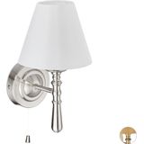 Relaxdays wandlamp binnen - muurlamp met lampenkap - lamp wandmontage - E14 - stof/metaal - messing