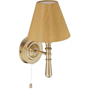 Relaxdays wandlamp binnen - muurlamp met lampenkap - lamp wandmontage - E14 - stof/metaal - messing