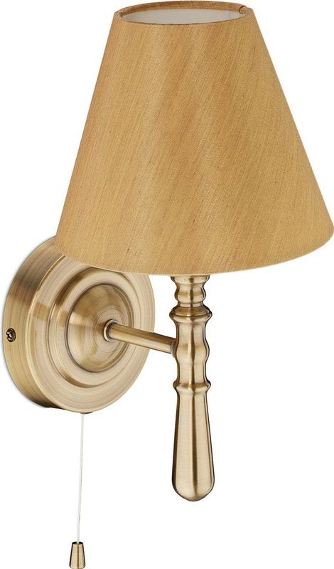 Relaxdays wandlamp binnen - muurlamp met lampenkap - lamp wandmontage - E14 - stof/metaal - messing