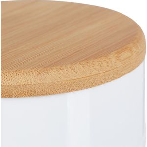 Relaxdays make organizer - rond - draaibaar - sieradendoos - bamboe - wit