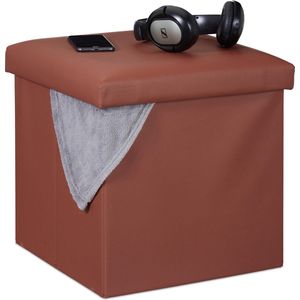 Relaxdays poef met opbergruimte - opbergbox - opbergpoef - voetenbank - opbergkist - 38x38 - bruin