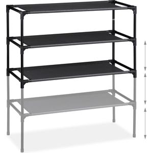 Relaxdays Schoenenrek Stapelbaar - Schoenenkast - Metaal - Smal - Opbergsysteem Schoenen - Zwart