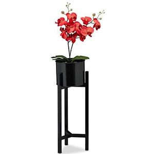 plantenstandaard met pot - staal - 60 x 21,5 cm - bloempothouder - zwart