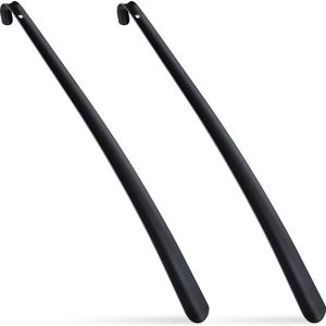 schoenlepel - lang - set van 2 - metaal - 58 cm - zwart