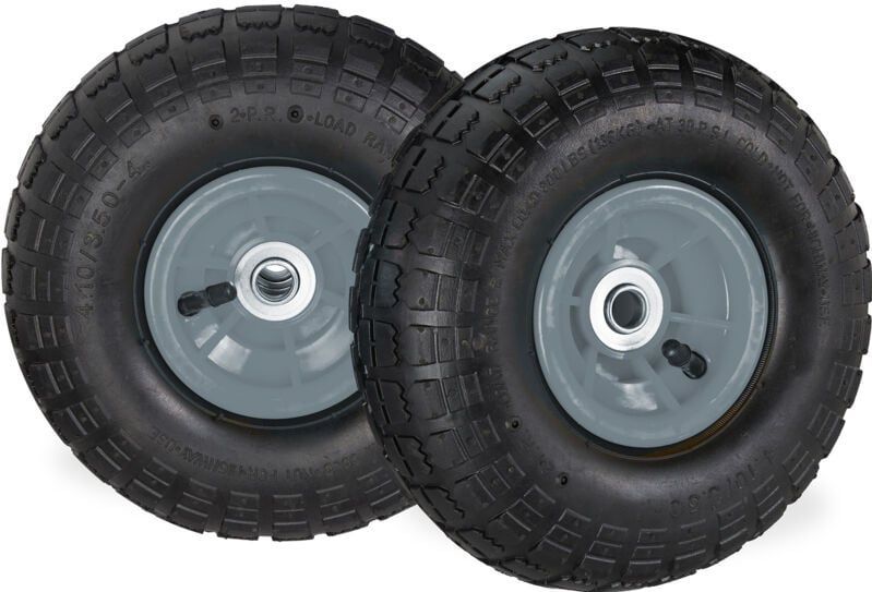 Steekwagenwiel - Set van 2 - Rubber - Zwart