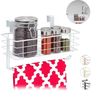 Relaxdays hangmand metaal - draadmand - kastdeur - opbergmandje - kastmand - organizer - wit