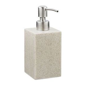 Relaxdays zeeppompje aanrecht - zeepdispenser vierkant - handzeeppompje - 300 ml pompje - Zand