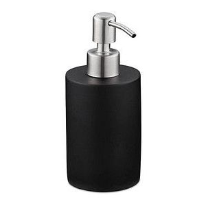 Relaxdays zeeppompje badkamer - navulbaar - zeepdispenser - 180 ml - rond - pompje - wc - zwart