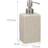 Relaxdays zeeppompje handzeep - 200 ml - navulbaar - zeepdispenser - rvs - polyresin - Zand