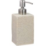 Relaxdays zeeppompje handzeep - 200 ml - navulbaar - zeepdispenser - rvs - polyresin - Zand