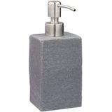 Relaxdays zeeppompje handzeep - 200 ml - navulbaar - zeepdispenser - rvs - polyresin - grijs