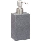 Relaxdays zeeppompje handzeep - 200 ml - navulbaar - zeepdispenser - rvs - polyresin - grijs