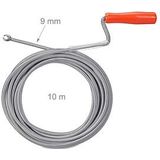 Relaxdays ontstoppingsveer met klauw - mechanische rioolveer - WC - douche - wastafel - 9 mm x 10 m - zilver