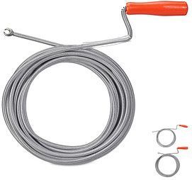 Relaxdays ontstoppingsveer met klauw - mechanische rioolveer - WC - douche - wastafel - 9 mm x 10 m - zilver