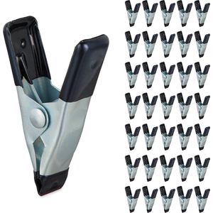 Relaxdays klemmetjes - metaal - 36 stuks - lijmklemmen knutselen - modelbouw - spanbreedte 20 mm - zwart