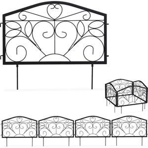 Relaxdays Perkhekje 4-delig - Metaal - Tuinhekje - Borderrand - Sierhekje - Hekje - Klein - B