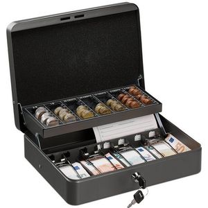 relaxdays Geldkassette mit Euro Münzzählbrett, Grau
