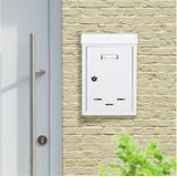 Relaxdays wandbrievenbus - met naambordje - metaal - 2 sleutels - 30,5 x 21 x 7 cm - wit