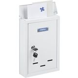 Relaxdays wandbrievenbus - met naambordje - metaal - 2 sleutels - 30,5 x 21 x 7 cm - wit