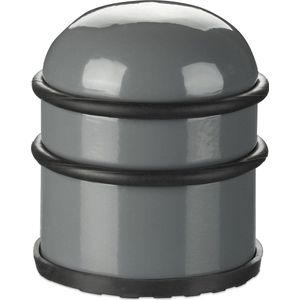 Relaxdays Deur- en raamstopper van roestvrij staal en rubber, boven en rond, diameter 7 cm, donkergrijs