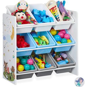 Relaxdays Kinderkast Voor Speelgoed - Kinderboekenkast Met 2 Kisten   Boekenrek   Kastje   A