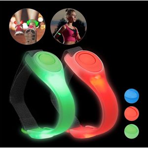 relaxdays led armband - hardloop armband - 2 stuks - joggen veiligheidslicht - knipperend Kleurmix 1