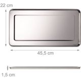 Relaxdays serveerschaal - 3 stuks - rvs - vaatwasbestendig - 45,5x22 cm - zilver