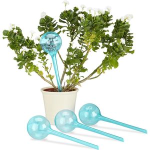 Relaxdays waterdruppelaar - set van 4 stuks - watergeefsysteem - plantbewateringssysteem - light Blue