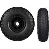 Steekwagenwiel - 3.00-4 - Massief - Zwart - 2 Stuks - Antilek - 260x85 mm