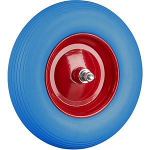 kruiwagenwiel 4.80 4.00-8 - met as - massief - stalen velg - tot 100 kg - blauw-rood