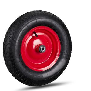 Relaxdays kruiwagenwiel 4.80 4.00-8 - reservewiel - luchtband - stalen velg - met adapters - zwart-rood