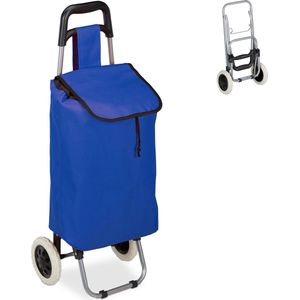 Relaxdays boodschappentrolley 25 l - boodschappenkar - boodschappenwagen - met 2 wielen - donkerblauwe