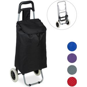 Relaxdays boodschappentrolley 25 l - boodschappenkar - boodschappenwagen - met 2 wielen - zwart