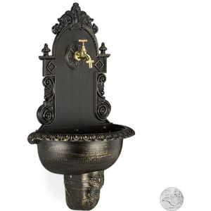 Relaxdays Muurfontein XL - Wand - Wandfontein - Antiek - Buitenkraan - Wasbak Voor Tuin - Bronzen