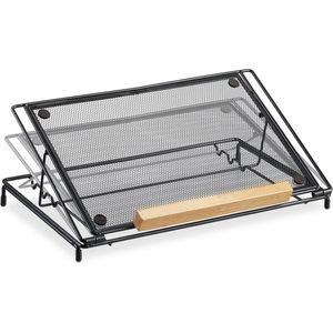 Relaxdays laptopstandaard 13 inch - metaal - mesh - verstelbaar - laptop houder - boekensteun - zwart