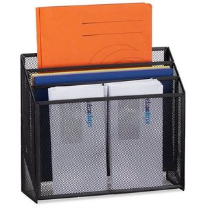 Relaxdays brievenbak - metaal - 3 vakken - 29,5 x 32 x 9 cm - voor bueau - zwart